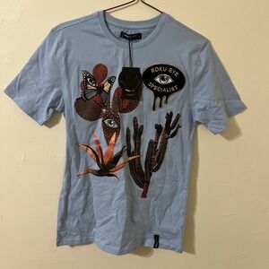 Roku Studio Men's T Shirt Size S Blue Roku Eye Specialist Patches‎ New With Tags